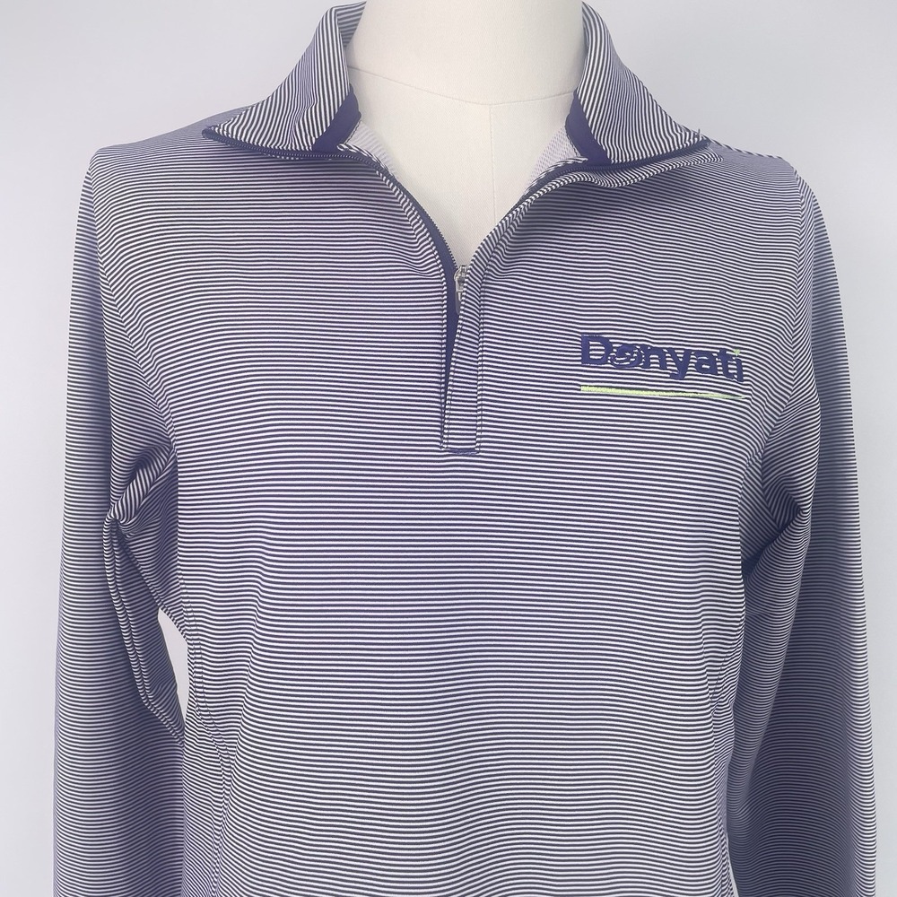Peter Millar Perth Mini Stripe Stretch Quarter Zip Women's Med Purple White
